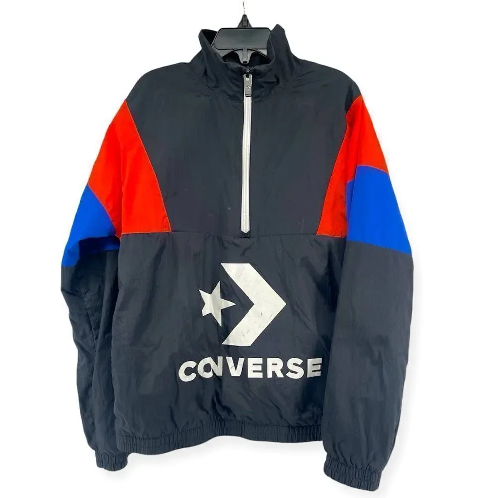 Converse Kid’s Colorblock Quarter Zip Pullover Windbreaker Jacket Small 8-10